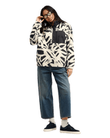 The Quiksilver Womens Renek 1/2 Zip Polar Fleece Jacket in Bone White Spray Can Renek