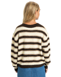 The Quiksilver  Womens Bukit Cardigan in Chocolate Brown Stripes