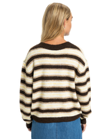 The Quiksilver  Womens Bukit Cardigan in Chocolate Brown Stripes