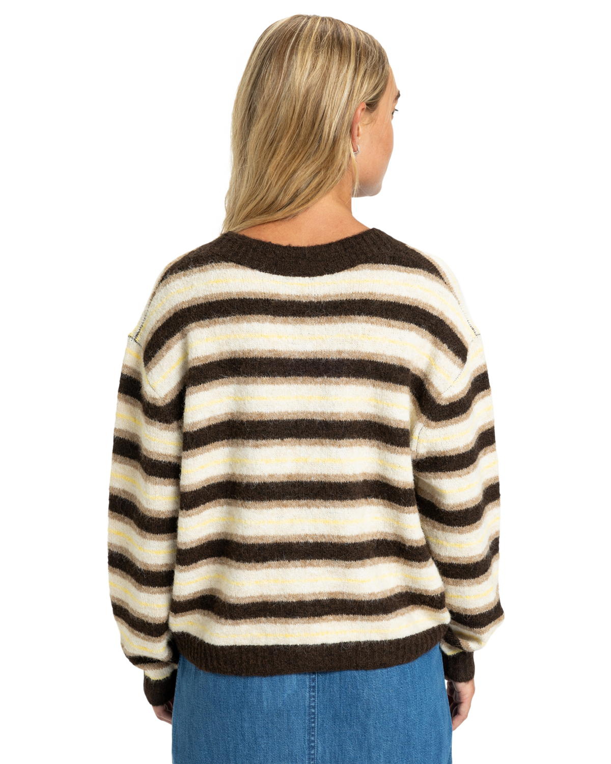 The Quiksilver  Womens Bukit Cardigan in Chocolate Brown Stripes