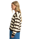The Quiksilver  Womens Bukit Cardigan in Chocolate Brown Stripes
