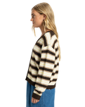 The Quiksilver  Womens Bukit Cardigan in Chocolate Brown Stripes