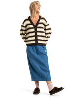 The Quiksilver  Womens Bukit Cardigan in Chocolate Brown Stripes