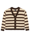 The Quiksilver  Womens Bukit Cardigan in Chocolate Brown Stripes