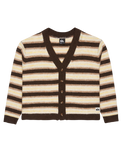 The Quiksilver  Womens Bukit Cardigan in Chocolate Brown Stripes