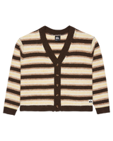The Quiksilver  Womens Bukit Cardigan in Chocolate Brown Stripes