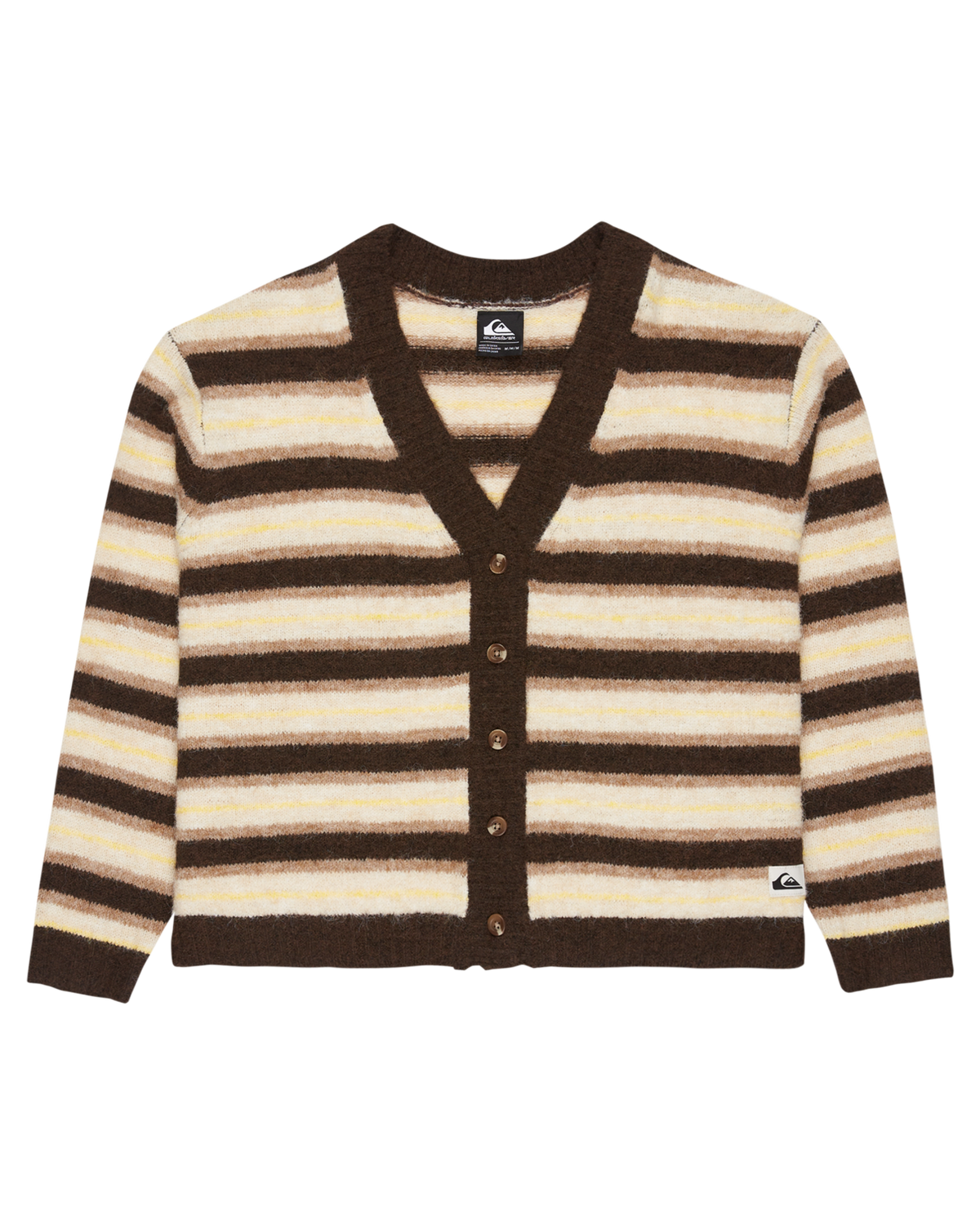 The Quiksilver  Womens Bukit Cardigan in Chocolate Brown Stripes