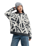The Quiksilver Womens Headlong Jumper in Bone White Spray Can