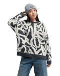 The Quiksilver Womens Headlong Jumper in Bone White Spray Can