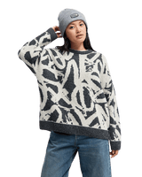 The Quiksilver Womens Headlong Jumper in Bone White Spray Can