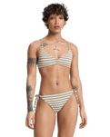 Clickity Clack Bikini Top in Tobacco Clickity Stripe