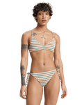 Clickity Clack Bikini Top in Tobacco Clickity Stripe