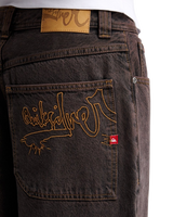 YG Baggy Denim Jeans in Black & Black Brown Tint