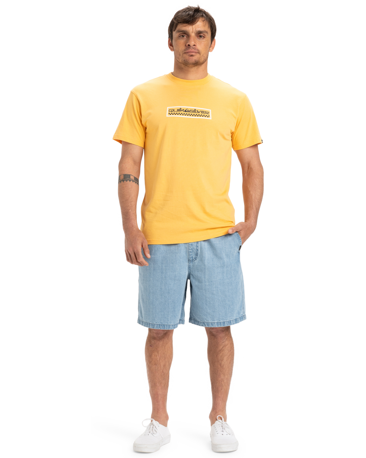 The Quiksilver Mens Taxer Denim Walkshorts in 2001 Stone Wash