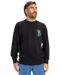 The Quiksilver Mens Graphic Mix Sweatshirt in Black