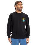 The Quiksilver Mens Graphic Mix Sweatshirt in Black