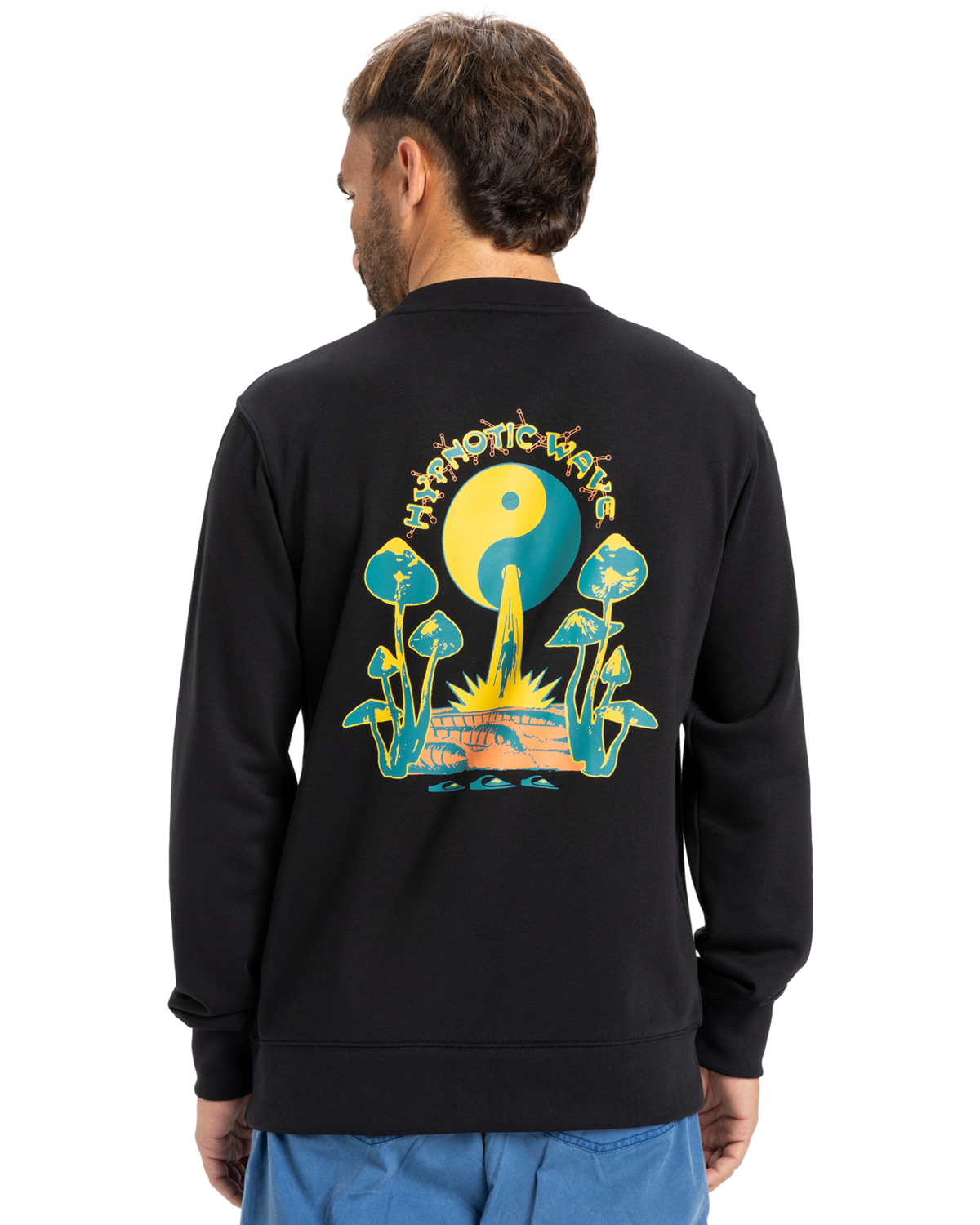 The Quiksilver Mens Graphic Mix Sweatshirt in Black