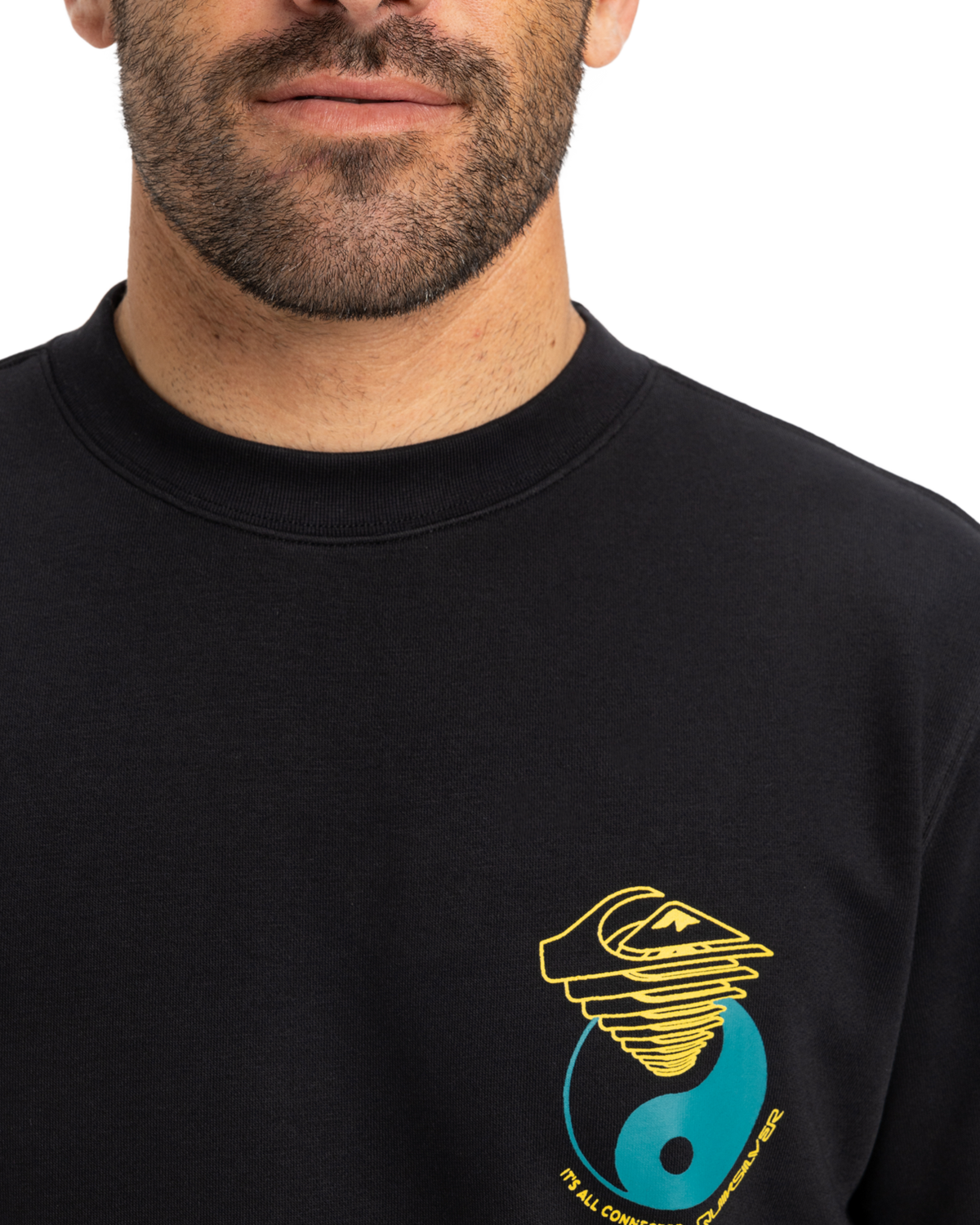 The Quiksilver Mens Graphic Mix Sweatshirt in Black
