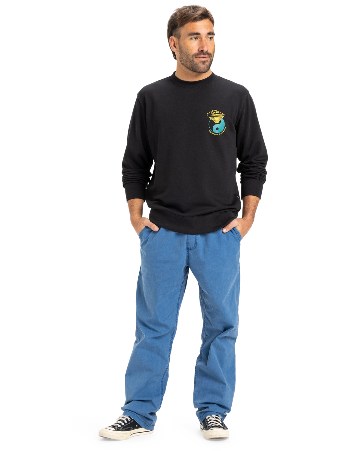 The Quiksilver Mens Graphic Mix Sweatshirt in Black