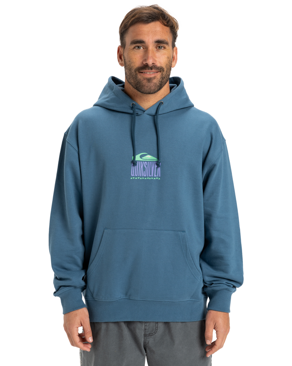 The Quiksilver Mens APOG Heritage Hoodie in Real Teal