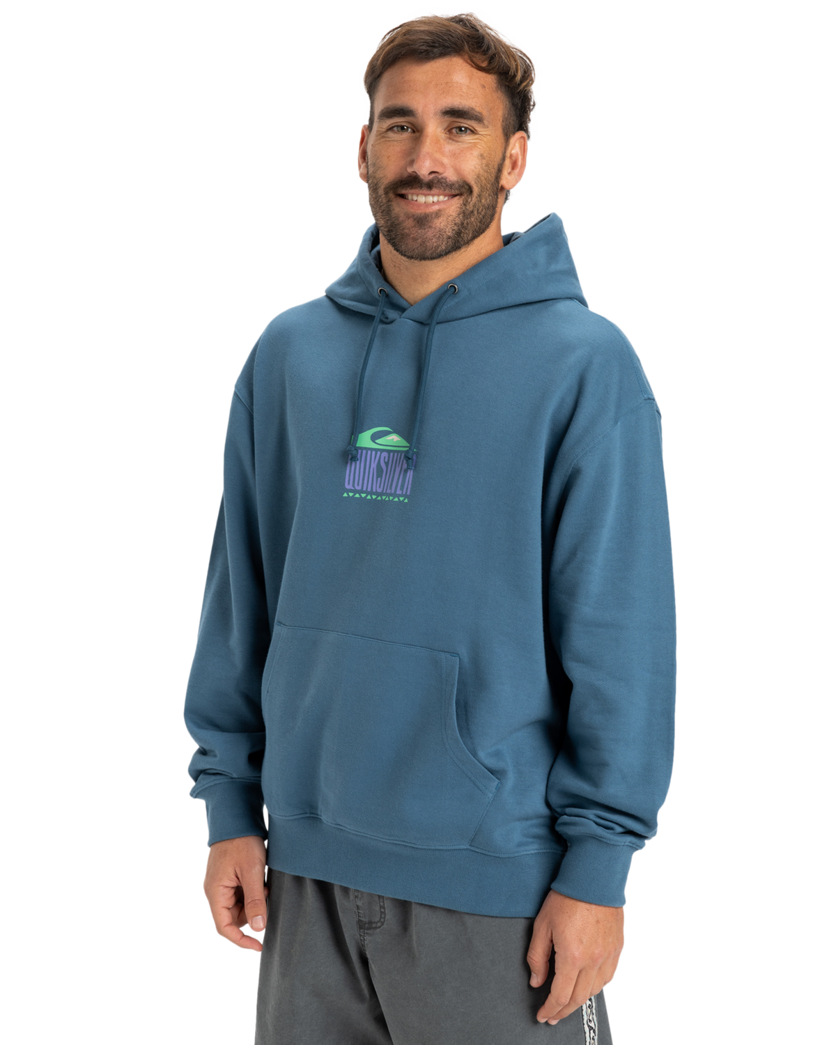 The Quiksilver Mens APOG Heritage Hoodie in Real Teal
