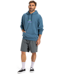 The Quiksilver Mens APOG Heritage Hoodie in Real Teal