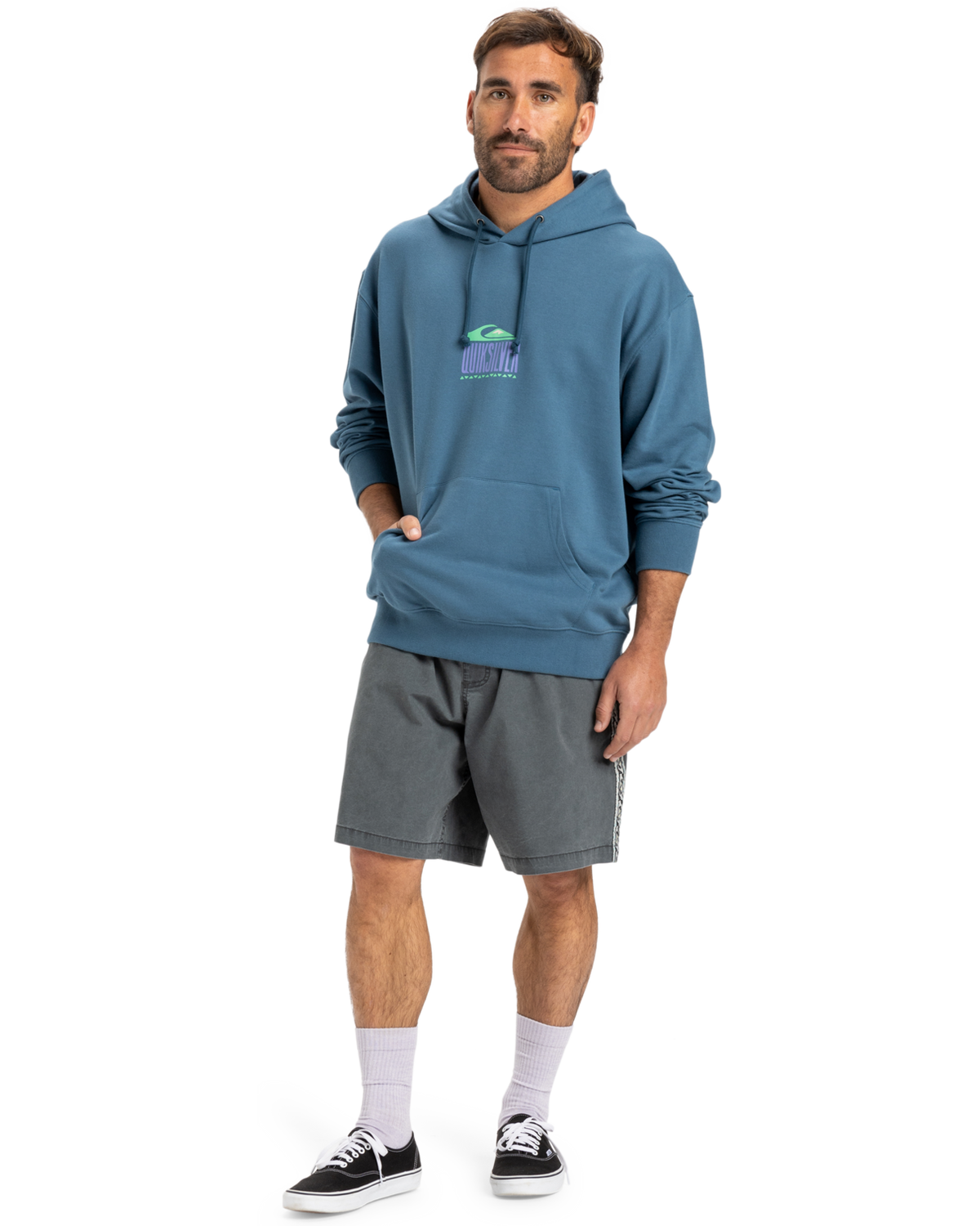 The Quiksilver Mens APOG Heritage Hoodie in Real Teal