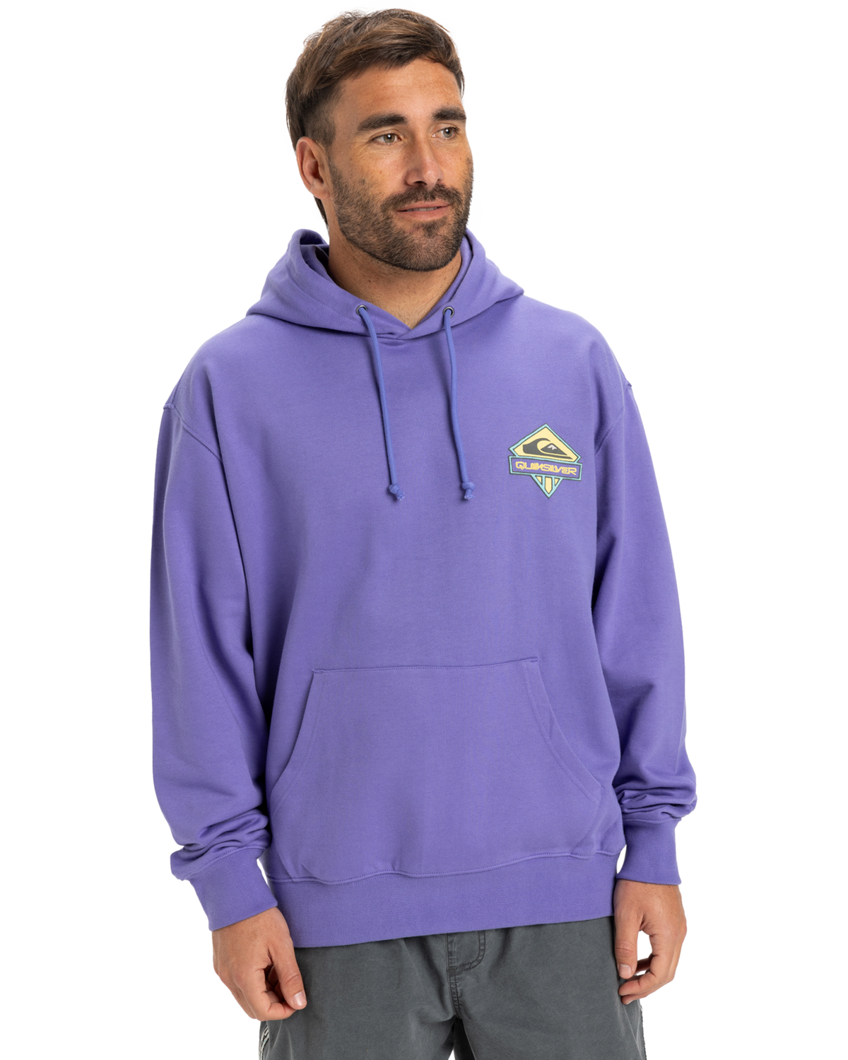 The Quiksilver Mens Apog Heritage Hoodie in Dusted Peri
