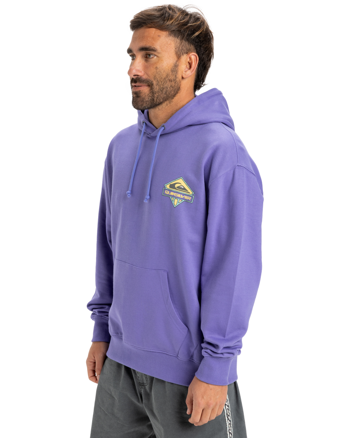 The Quiksilver Mens Apog Heritage Hoodie in Dusted Peri