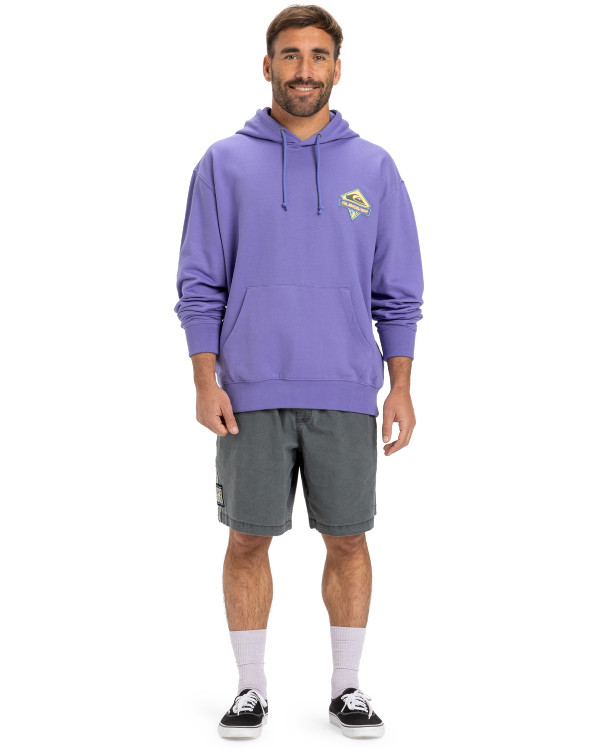 The Quiksilver Mens Apog Heritage Hoodie in Dusted Peri