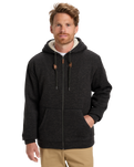 The Quiksilver Mens Keller Sherpa Zip Hoodie in Black Heather