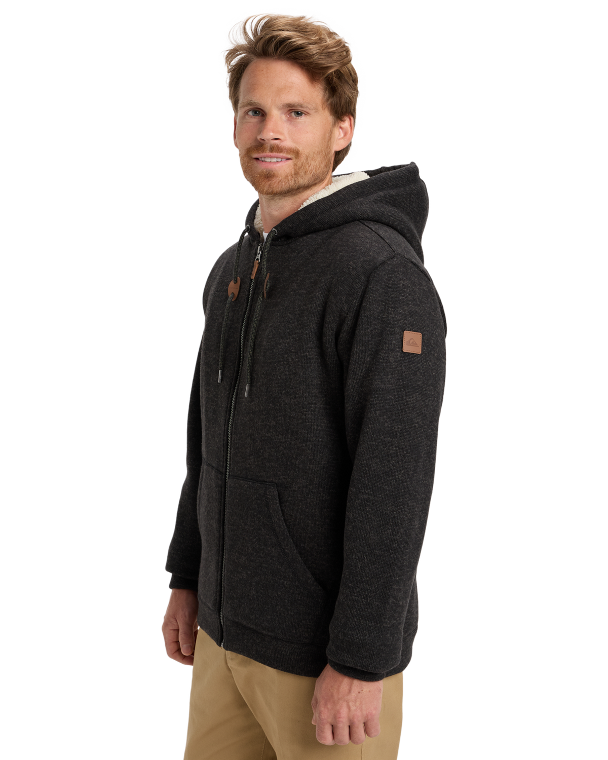 The Quiksilver Mens Keller Sherpa Zip Hoodie in Black Heather