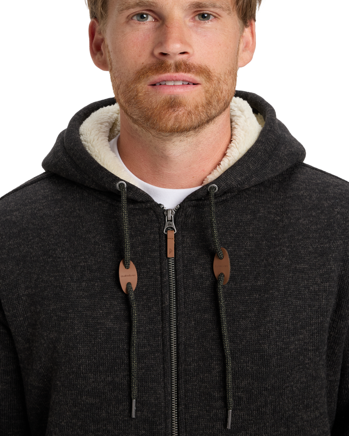 The Quiksilver Mens Keller Sherpa Zip Hoodie in Black Heather
