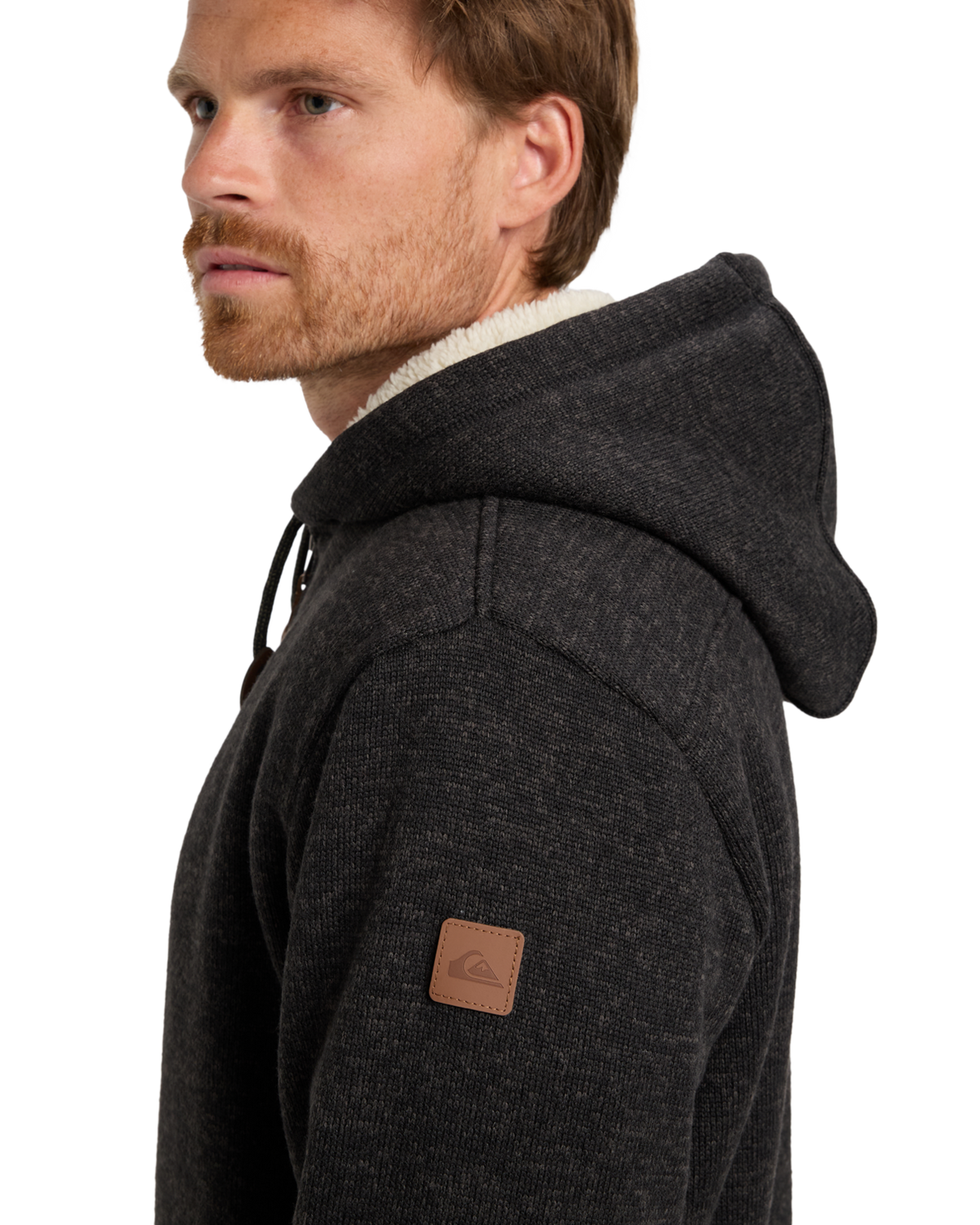 The Quiksilver Mens Keller Sherpa Zip Hoodie in Black Heather