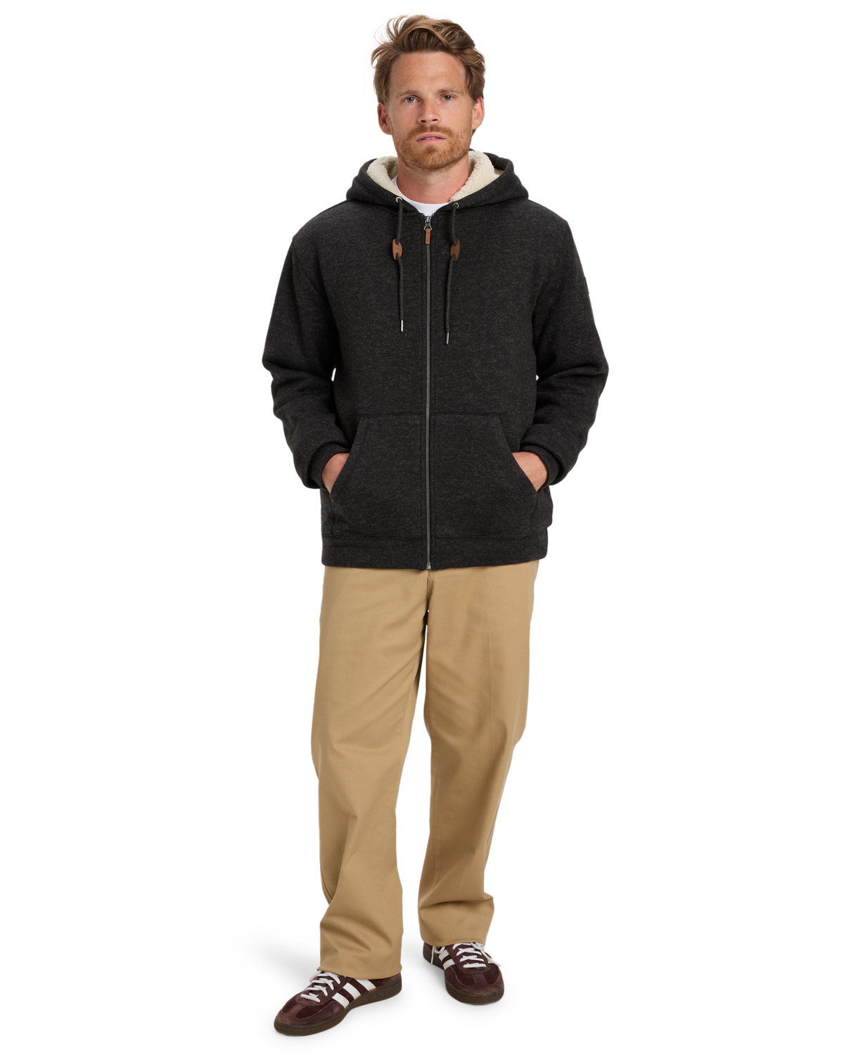 The Quiksilver Mens Keller Sherpa Zip Hoodie in Black Heather