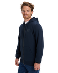 The Quiksilver Mens Chest Logo Zip Hoodie in Dark Navy