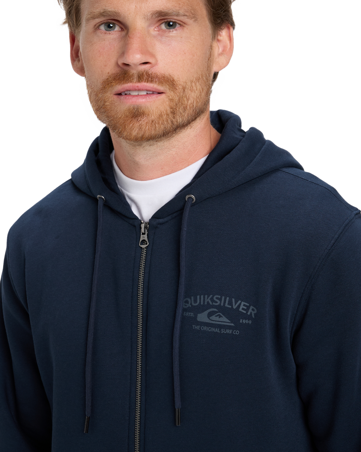 The Quiksilver Mens Chest Logo Zip Hoodie in Dark Navy