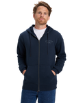 The Quiksilver Mens Chest Logo Zip Hoodie in Dark Navy