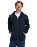 The Quiksilver Mens Chest Logo Zip Hoodie in Dark Navy
