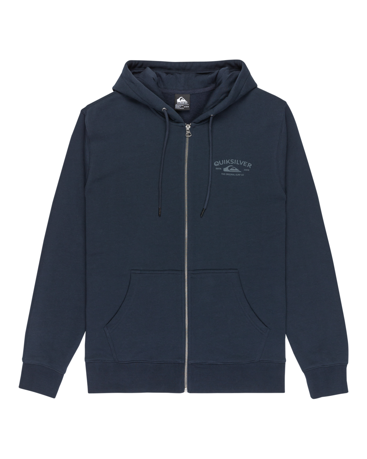The Quiksilver Mens Chest Logo Zip Hoodie in Dark Navy