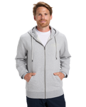 The Quiksilver Mens Chest Logo Zip Hoodie in Light Grey Heather