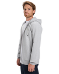 The Quiksilver Mens Chest Logo Zip Hoodie in Light Grey Heather