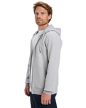 The Quiksilver Mens Chest Logo Zip Hoodie in Light Grey Heather