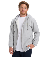 The Quiksilver Mens Chest Logo Zip Hoodie in Light Grey Heather