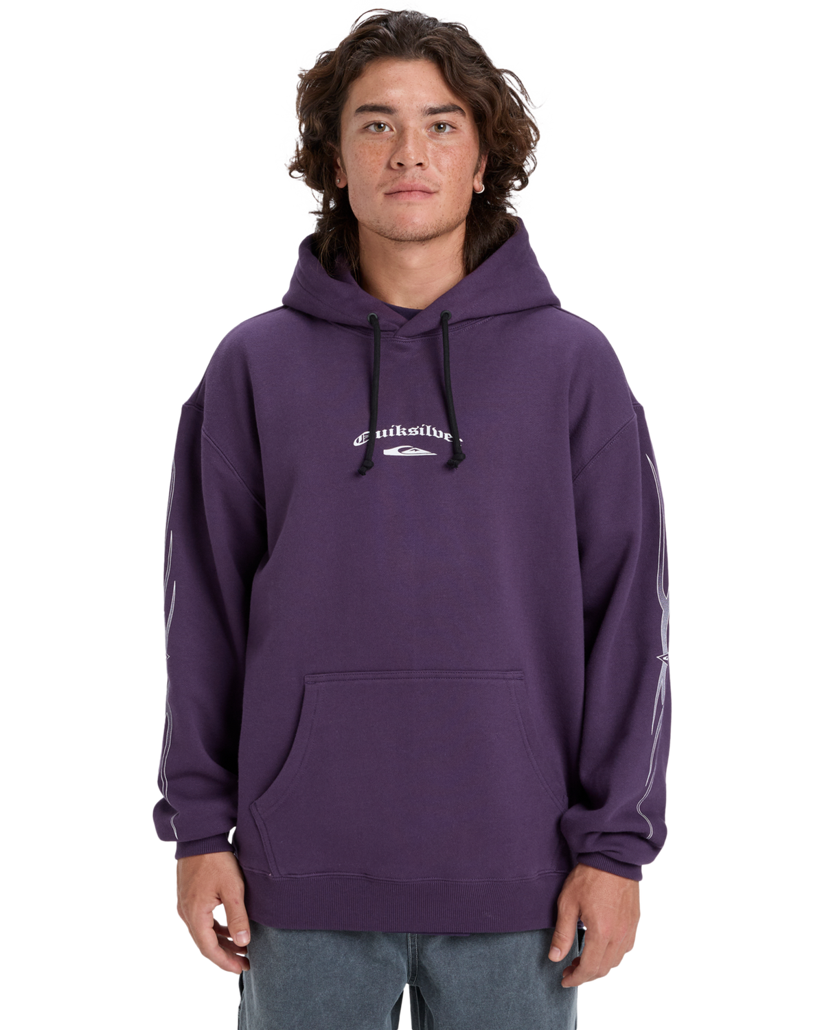 The Quiksilver Mens Stretch Tribal Hoodie in Purple Velvet