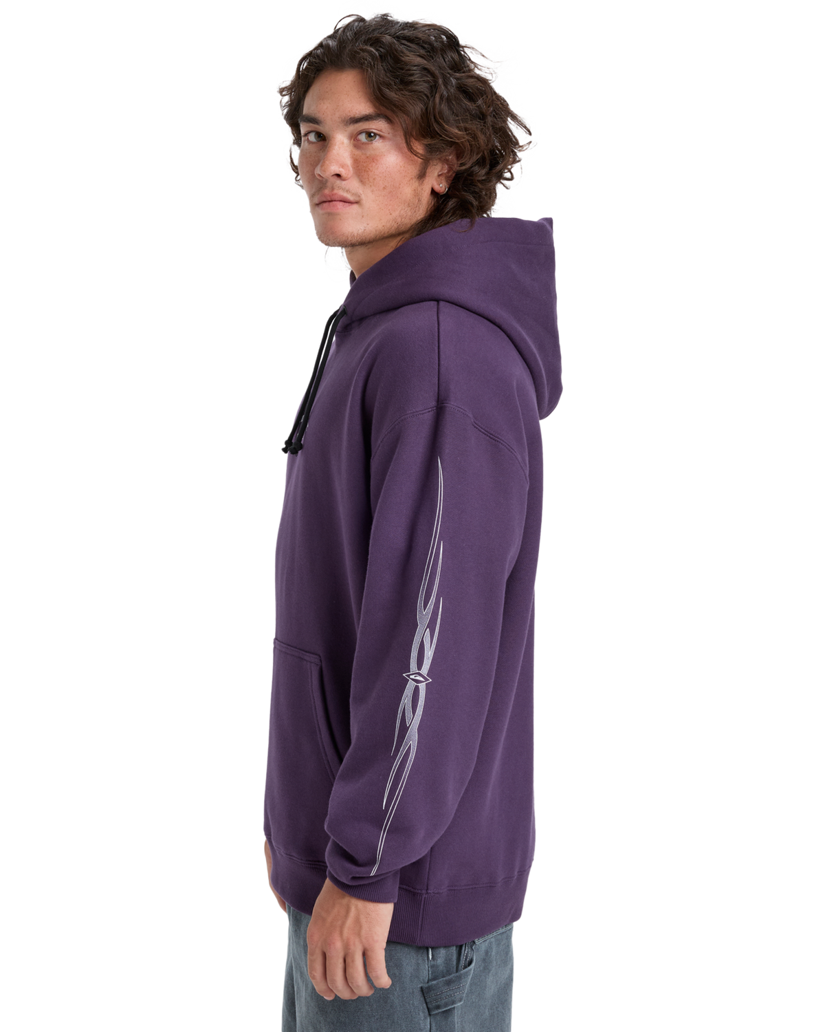 The Quiksilver Mens Stretch Tribal Hoodie in Purple Velvet