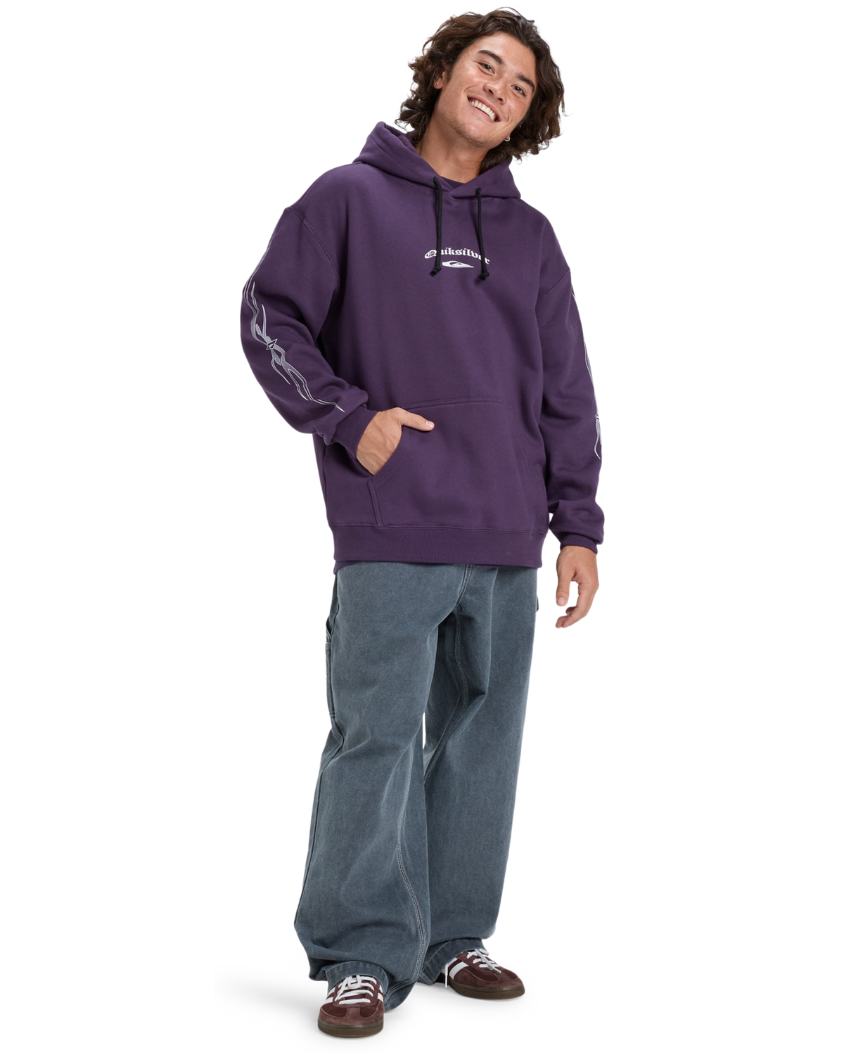 The Quiksilver Mens Stretch Tribal Hoodie in Purple Velvet