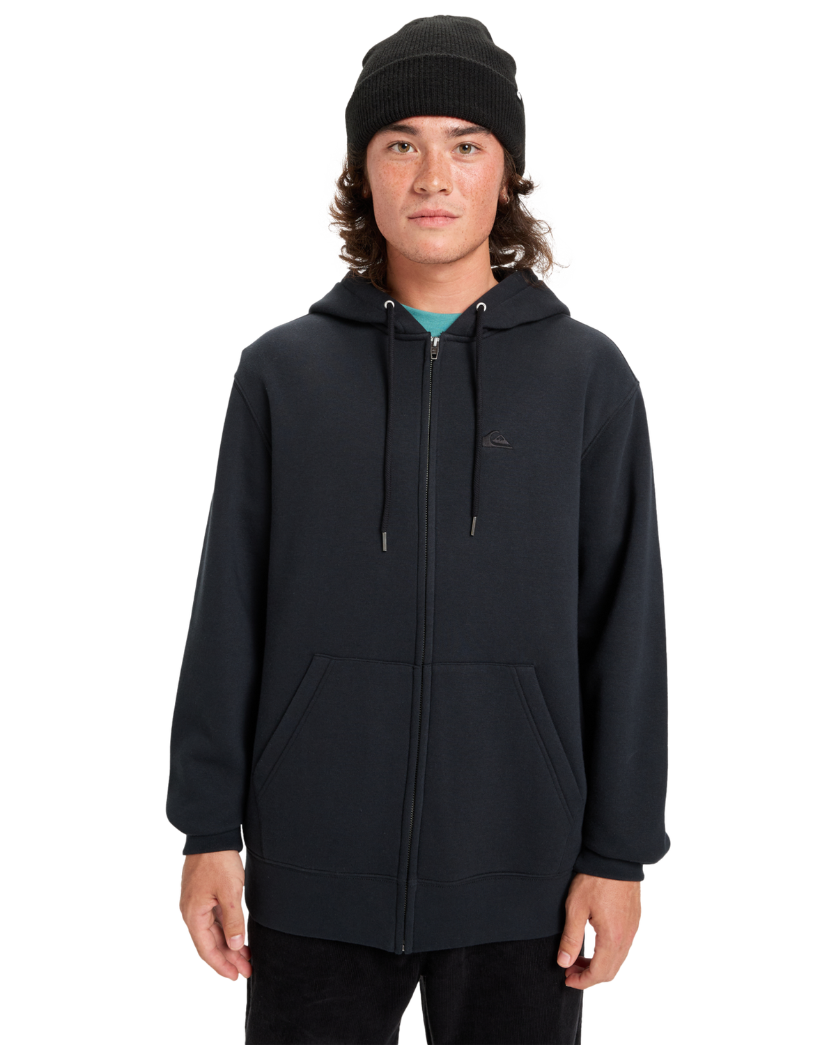 The Quiksilver Mens Salt Water Zip Hoodie in Black