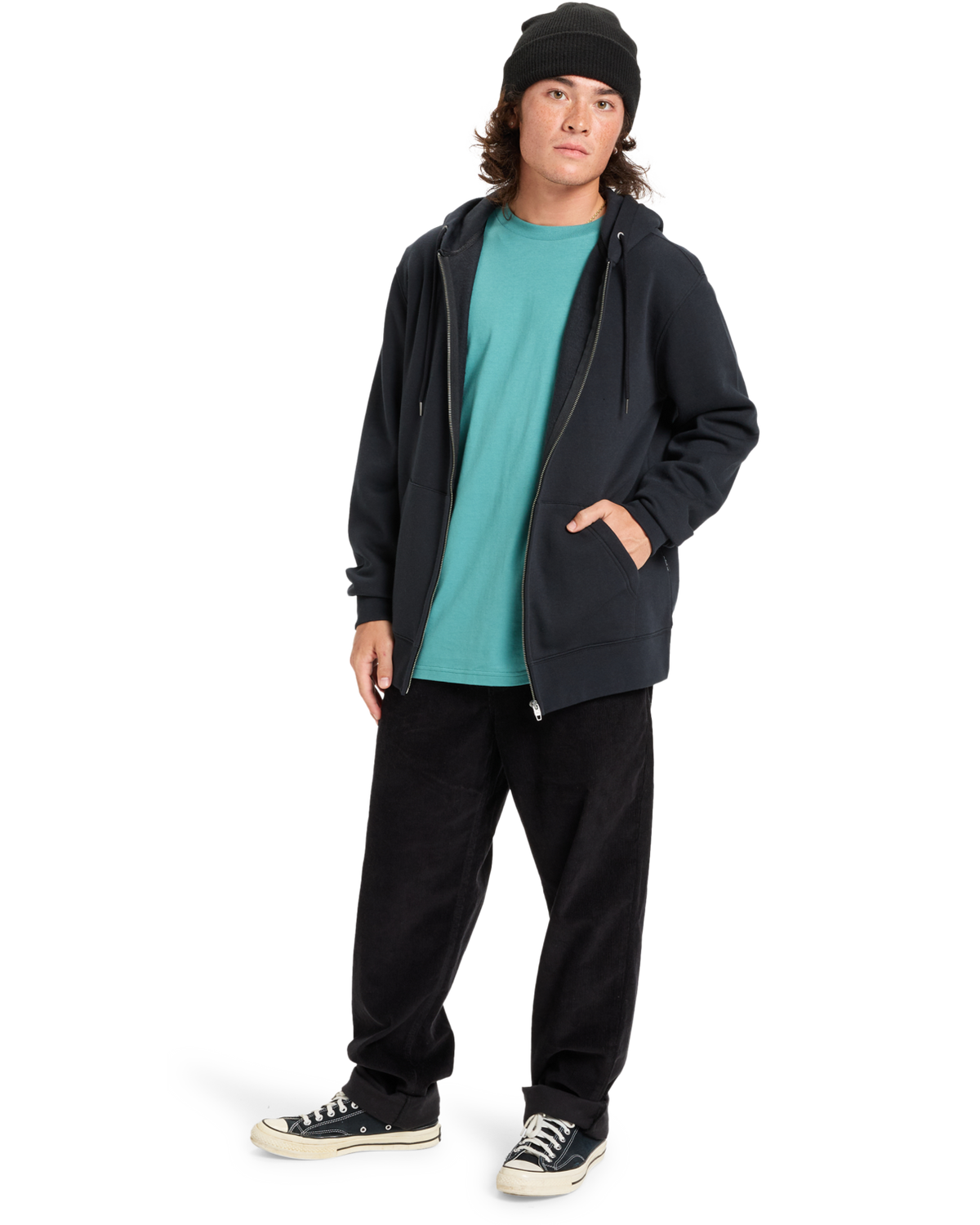 The Quiksilver Mens Salt Water Zip Hoodie in Black