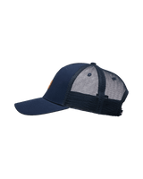 The Quiksilver Mens Decades Cotton Patch Trucker Cap in Dark Denim